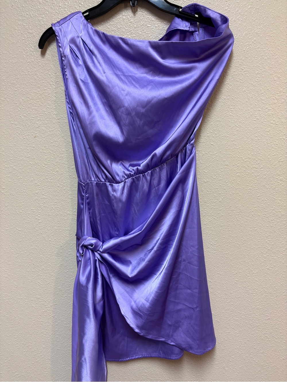 Satin Lilac Asymmetric Knot Dress